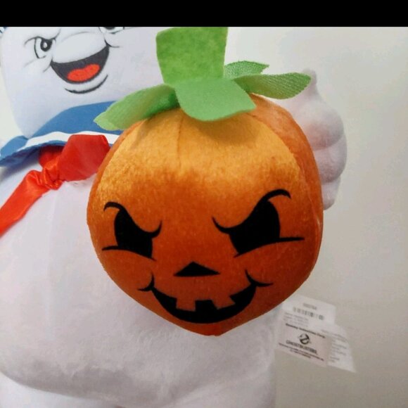 HTF Halloween Ghostbusters Stay Puff Marshmallow Man Plush w/Pumpkin 19" Gemmy - Picture 4 of 8